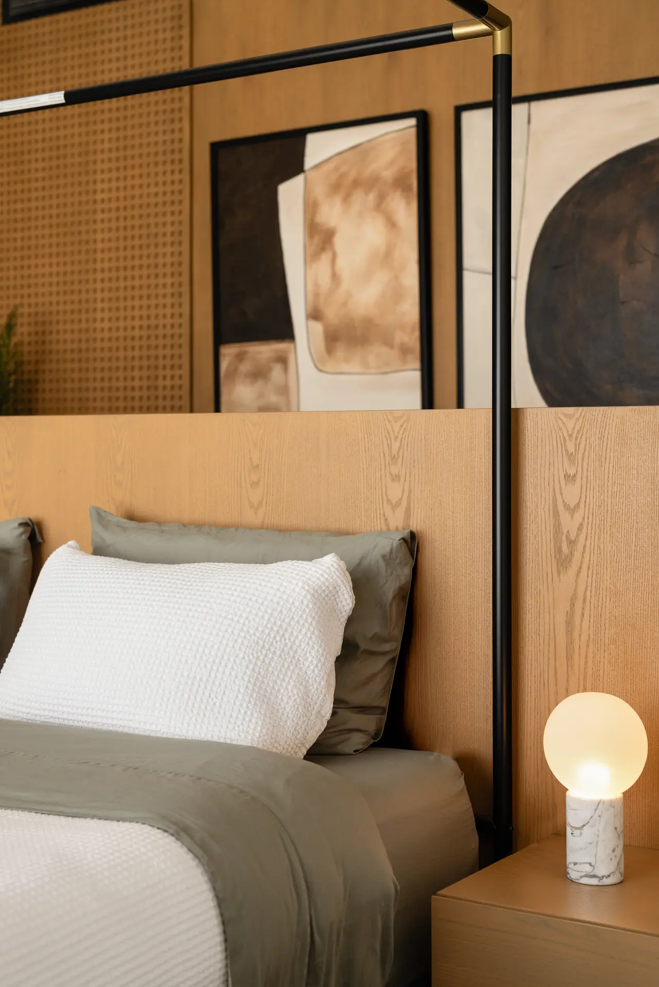 Custom canopy bed and bedside unit, Allegria Villa by Modoro